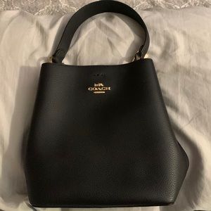 Black Coach Leather Bucket Bag